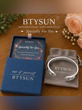 ✨ BTYSUN Inspirational Engraved Cuff Bracelet ✨
